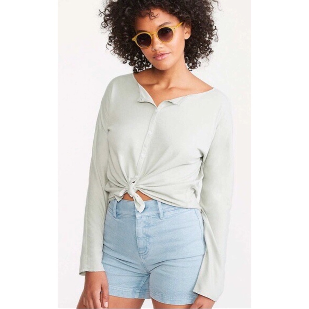Lou & Gray Women’s Softserve Light Green Button Down Shirt Blouse Size XL